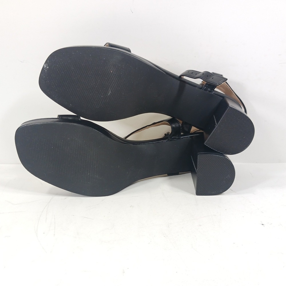 Dumjey Black Block Heel Sandals Ankle Strap Square Toe Size 9.5 Womens Shoes - Picture 6 of 9